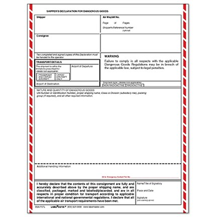 Shippers Declarations for Dangerous Goods Pads (100 Forms)